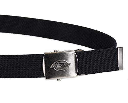 Dickies Men's Cotton Web Belt with Military Logo Buckle, Black, One Size