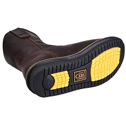 CEBU Men's Comfort Soft Toe Wedge Sole 10" Pull On Work Boots - Maroon 8.5 US