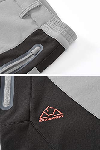 YSENTO Men's Winter Fleece Cargo Pants Waterproof Insulated Skiing Snowboarding Pants Light Grey Size 40