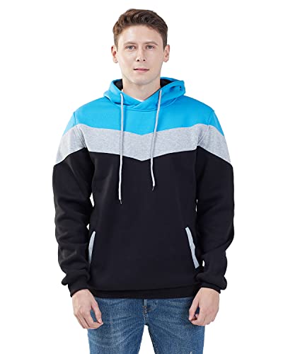 Mooncolour Mens Novelty Color Block Hoodies Cozy Sport Autumn Outwear Black US Large Black US Large