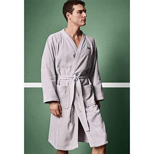Lacoste Classic Pique 100% Cotton Bath Robe, 41.5"L, White