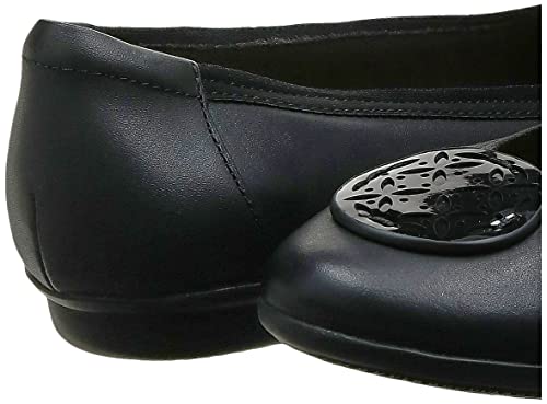 Clarks Women's Gracelin Lola Ballet Flat, Black Leather/Synthetic Combo, 8 Medium US
