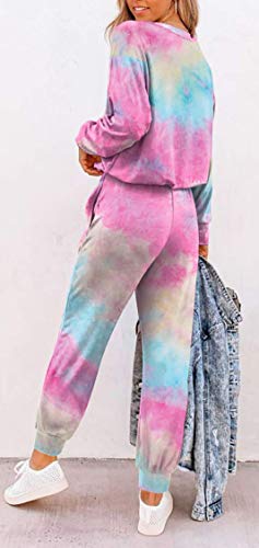 Casual Sweatsuit for Women 2 Piece Cute Long Sets Crew Neck Joggers Medium