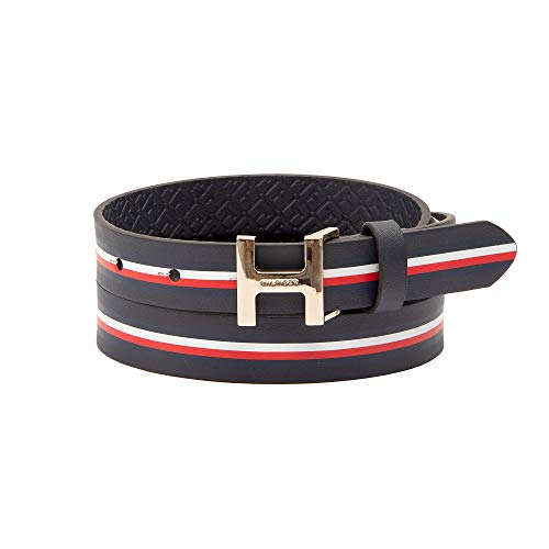 Tommy Hilfiger Women's 100% Leather Fashion Belt, TH Navy, Medium