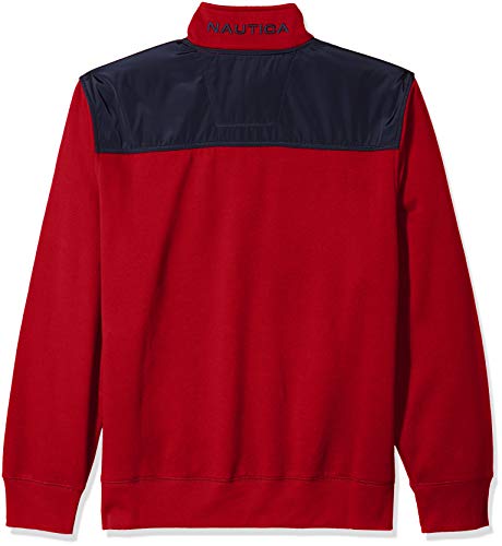 Nautica Men's 1/4 Zip Pieced Fleece Sweatshirt, red, X-Large