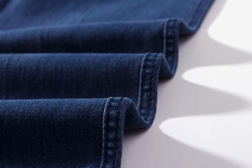 IDEALSANXUN Men¡¯s Elastic Waist Loose Fit Denim Pants Casual Solid Jeans Trouser(38W x 32L, Dark Blue)