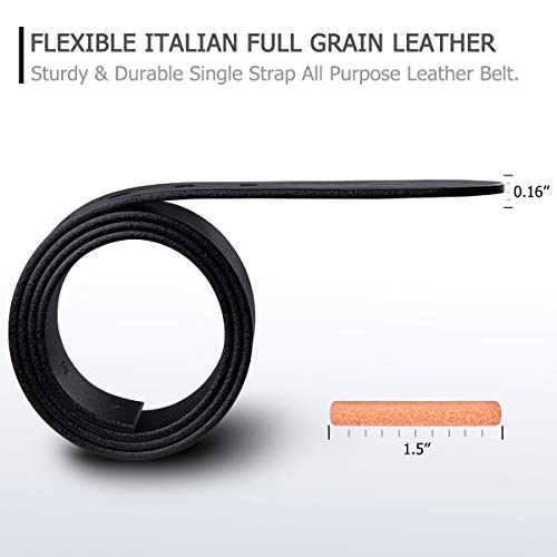 Buffway Belts for Men with Real Solid Leather and Buckle Durable Heavy Duty 1.5" Men's Dress and Casual Belt- 36” Black