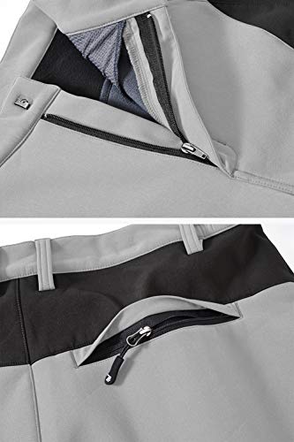 YSENTO Men's Winter Fleece Cargo Pants Waterproof Insulated Skiing Snowboarding Pants Light Grey Size 40