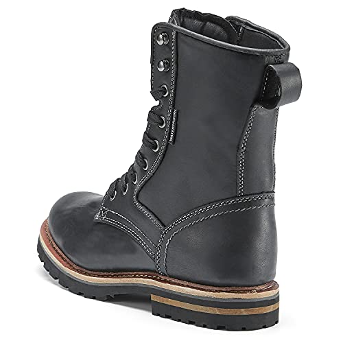 Elk Woods Men's 8 inch Black Leather Waterproof Rugged Boots, Breathable Heat-Resistant Work Boots Gettysburg 84430 US 12