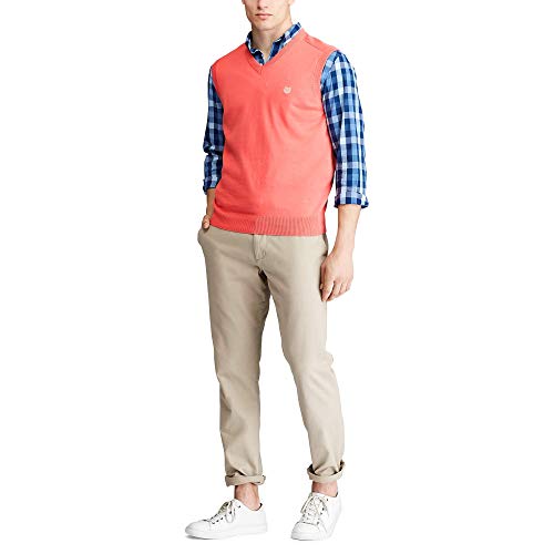 Chaps Men's Cotton V-Neck Sweater Vest, Amalfi Red, S