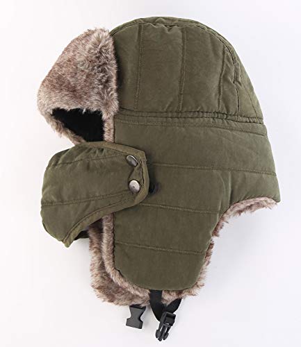 Connectyle Outdoor Trooper Trapper Hat Warm Winter Hunting Hats with Ear Flaps Mask Ushanka Hat Army Green