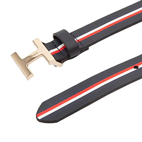 Tommy Hilfiger Women's 100% Leather Fashion Belt, TH Navy, Medium