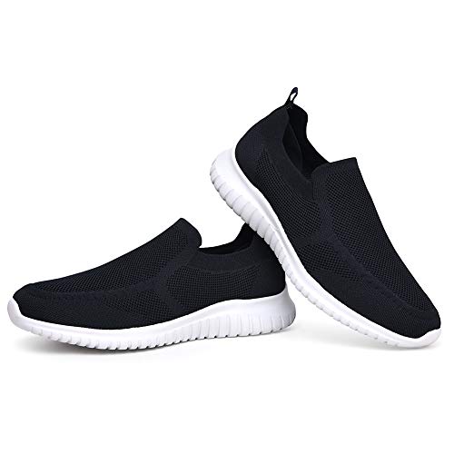 LANCROP Men's Comfortable Walking Shoes - Casual Knit Loafer Slip on Sneakers 7.5 US, Label 40 Dark Blue