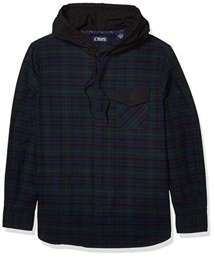 Chaps Men's Long Sleeve Stretch Oxford Button Down Shirt, Dark Pine Multi, L