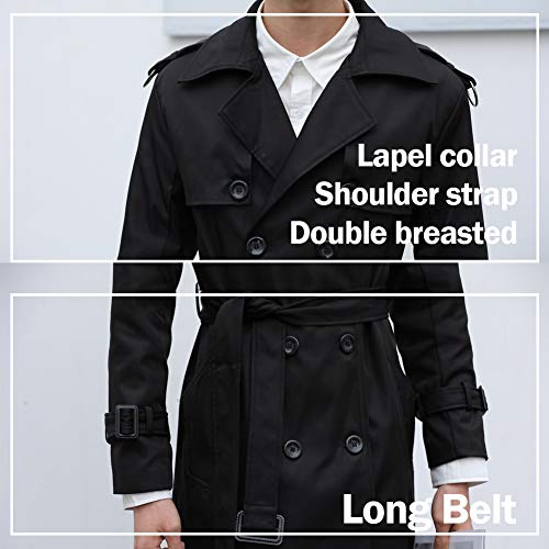 Pantete Man’s Double Breasted Trench Coat Oversized Casual windbreaker Lapel Long Jacket Plush Overcoat.