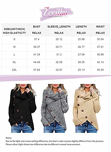 Zecilbo Womens Chunky Oversized Winter Sweaters Mock Neck Pullover Long Sleeve Tops Jumper Gray, XX-Large