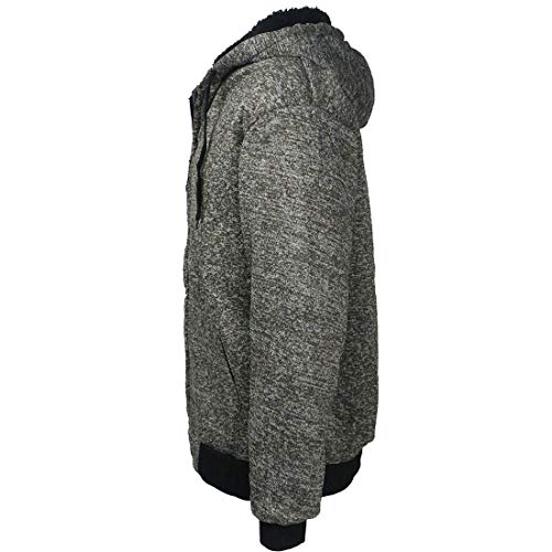 Marled Sherpa Lined Fleece Men Hoodies, Heavyweight Thick Full Zip Sweatshirts Winter Warm Jackets