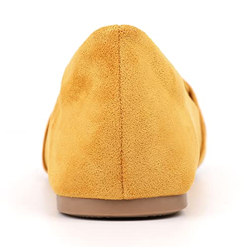 MUSSHOE Ballet Flats for Women Comfortable Women's Flats Memory Foam Slip on Pointed Toe Flats Shoes Women,Mustard Knot 11