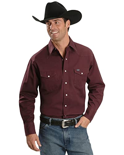 Wrangler Men's Authentic Cowboy Cut Work Western Long-Sleeve Firm Finish Shirt,Red Oxide,Medium