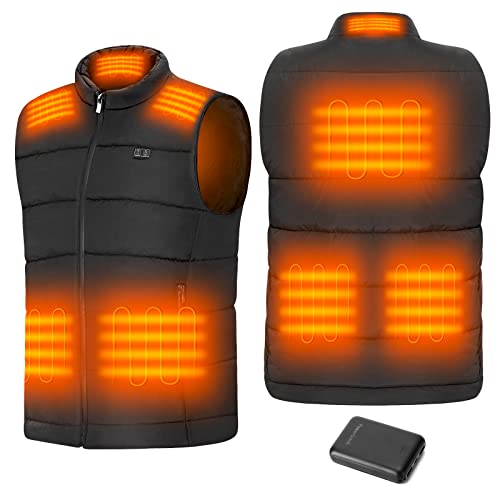 Heated Vest for Men, 8 ZONE Warming Heated Vest for Men With Battery Pack Included, Lightweight Electric Heating Vest Rechargeable, Men's Heated Vest for Hunting/Fishing/Hiking/Skiing (Large)
