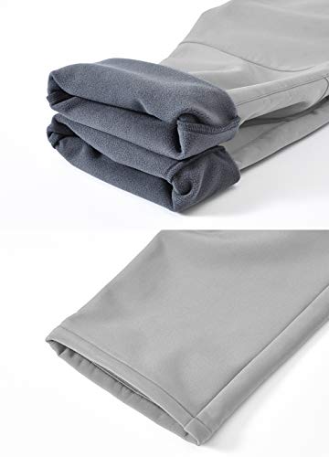 YSENTO Men's Winter Fleece Cargo Pants Waterproof Insulated Skiing Snowboarding Pants Light Grey Size 40