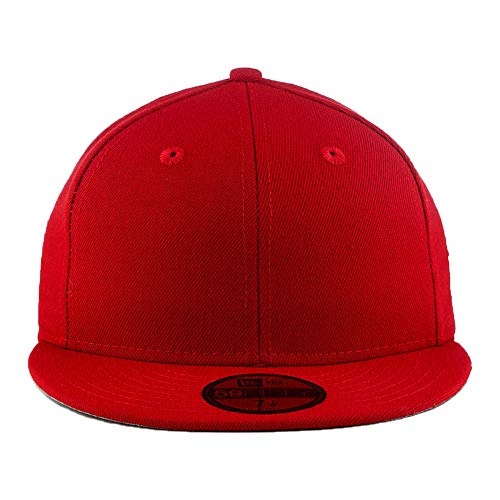 New Era Blank Custom 59FIFTY Fitted Flat Bill Cap, Red 7 3/8