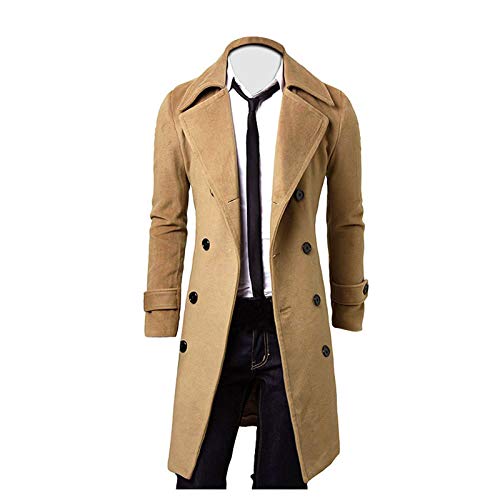 Black Trench Coat Men Winter Slim Stylish Trench Coat Double Breasted Long Jacket Coats