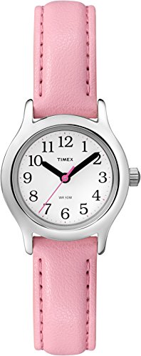 Timex Girls' My First Easy Reader Quartz Analog Synthetic Leather Strap, Pink, 12 Casual Watch (Model: T790819J)
