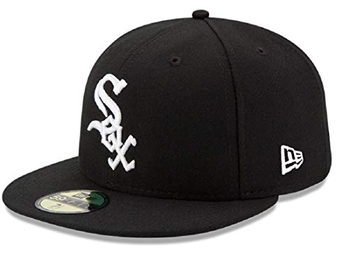 New Era Mens Chicago White Sox Wool 59Fifty Fitted Hat, Adult, Black/White, 7 3/4