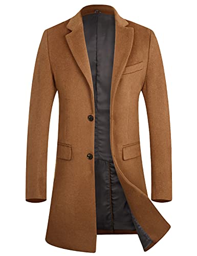 Men's Trench Coat Wool Top Coat Winter Long Coats 1702 Camel L