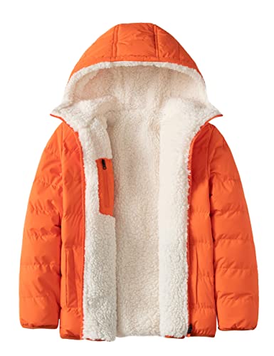 Wantdo Boy's Thicken Puffer Jacket Quilted Winter Coat Windproof Anorak Warm Outerwear Orange 6/7