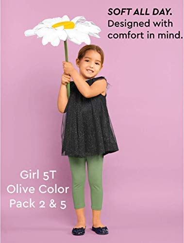 MISS POPULAR 5-Pack Girls Leggings Sizes 4-16 Soft Comfortable Cotton Spandex with Elastic Waistband Many Colors (Pack 2, 10/12)