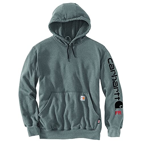 Carhartt Men's Big & Tall Flame-Resistant Force Original Fit Long Sleeve Midweight Graphic Sweatshirt, Granite Heather, 4X-Large