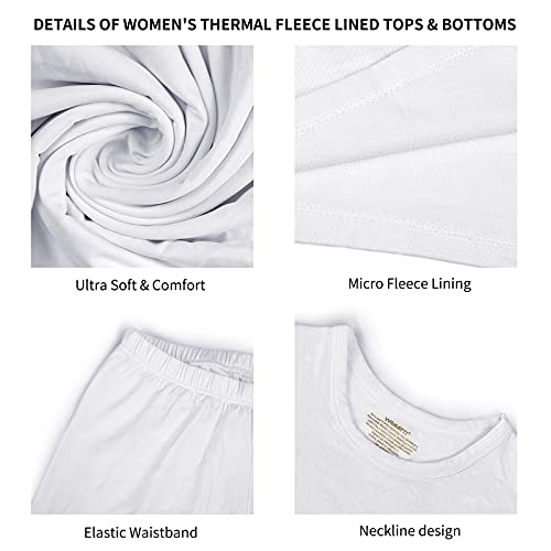 WEERTI Thermal Underwear for Men, Long Johns Base Layer Fleece Lined Top Bottom (White XL)