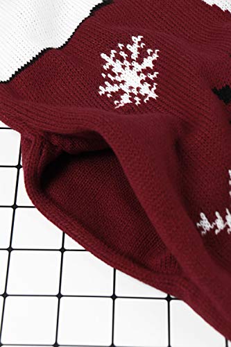 Pink Queen Women Oversize Turtleneck Santa Snowman Christmas Pullover Sweater Dress S Wine Red