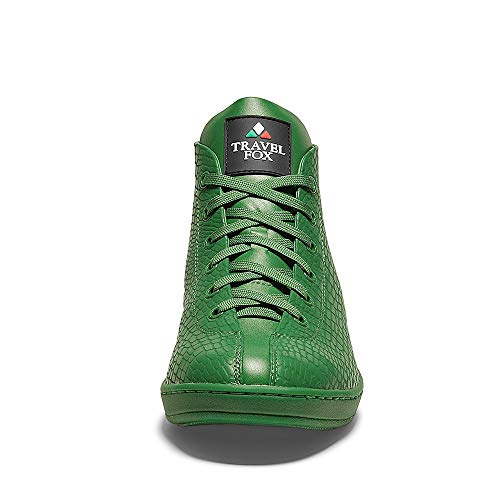 TRAVEL FOX Men's Malibu Green Spider Nappa Leather Round Toe Lace-Up High-Tops US Size 10