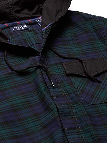 Chaps Men's Long Sleeve Stretch Oxford Button Down Shirt, Dark Pine Multi, L