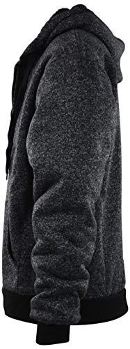 Mens Full Zipper Fleece Basic Hoodie with Lining (L, 480-Black Melange)