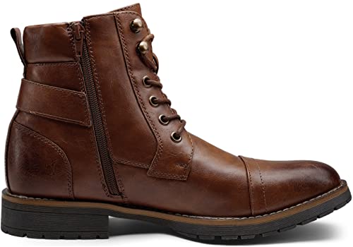 Vostey Men's Boots Casual Dress Boots for Men Brown Boots Mens Motorcycle Combat Ankle Boot (BMY678A Dark Brown 10)