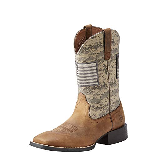 Ariat Men's Sport Patriot Western Boot, Distressed Brown/Sage Camo Print, 10.5 D US