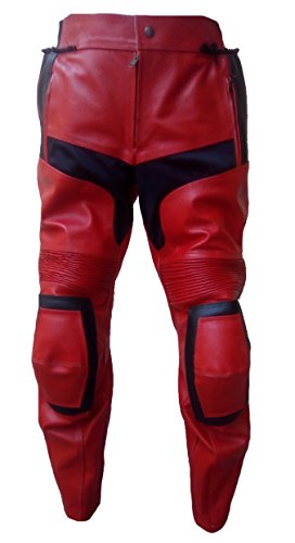 Classyak Men's DP Real Leather Motorbike Pant Split Red Large