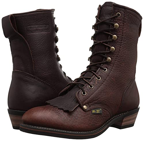 AdTec Men's 9" Packer Tumbled Leather Lacer Work Boots for Men, Chestnut - Plain Soft Toe, Moderate Mens Hiking Boots