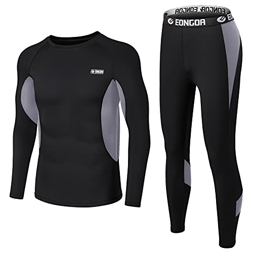 EONGOA Men's Thermal Underwear Set Long Johns Set with Fleece Lined Skiing Winter Warm Base Layers for Cold Weather