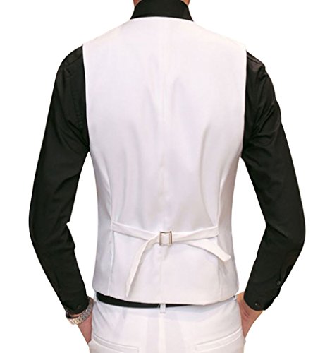 MOGU Mens 3 Piece White Dress Suit Set US Size Blazer 32/Pants 30 White