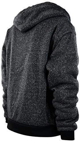 Mens Full Zipper Fleece Basic Hoodie with Lining (L, 480-Black Melange)
