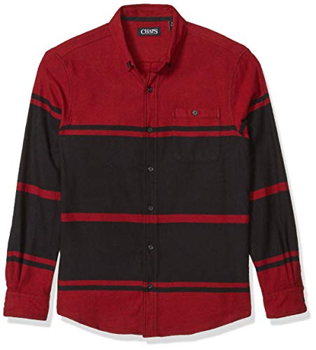 Chaps Men's Classic Fit Long Sleeve Performance Flannel Shirt, Park Avenue Red Multi, M