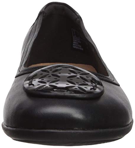 Clarks Women's Gracelin Lola Ballet Flat, Black Leather/Synthetic Combo, 8 Medium US