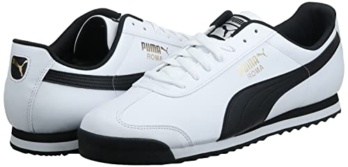 PUMA Men's Roma Basic Fashion Sneaker, White/Black Leather - 13 D(M) US