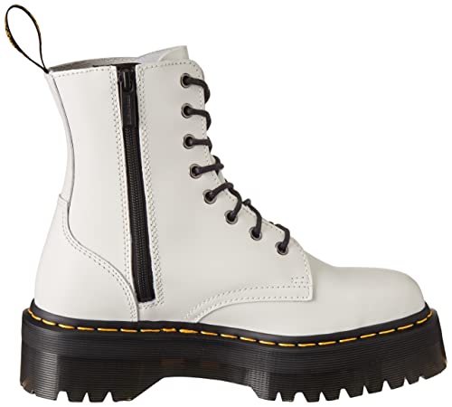 Dr. Martens Unisex Jadon 8-Eye Smooth Leather Platform Boots, White Polished Smooth, 8 US Women/7 US Men