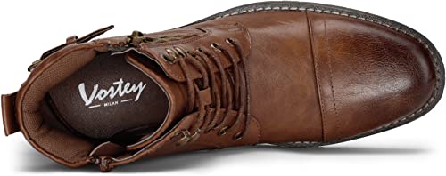Vostey Men's Boots Casual Dress Boots for Men Brown Boots Mens Motorcycle Combat Ankle Boot (BMY678A Dark Brown 10)